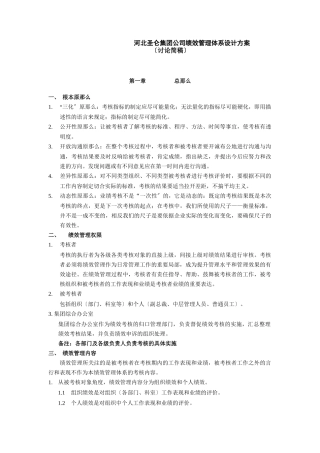 河北某集团绩效管理体系设计方案