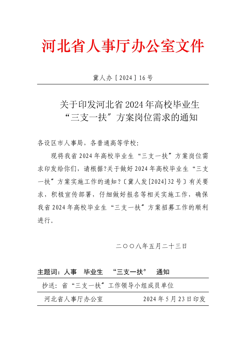 河北省人事厅办公室文件_第1页