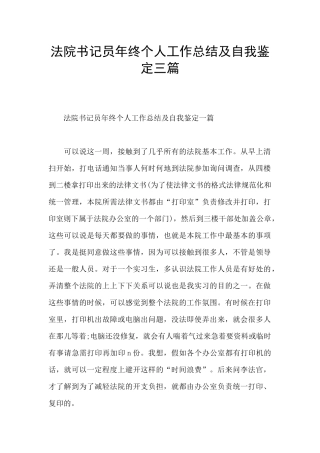 法院书记员年终个人工作总结及自我鉴定三篇