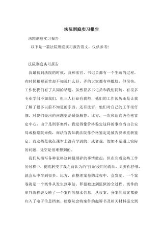 法院刑庭实习报告