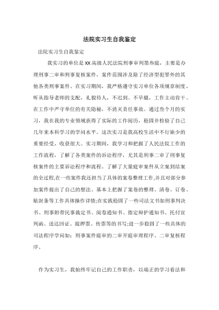 法院实习生自我鉴定