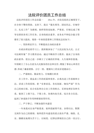法院评价团员工作总结