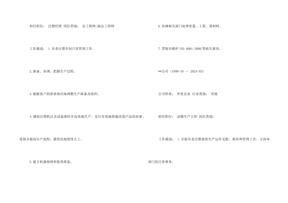 注塑工程专业简历_第2页