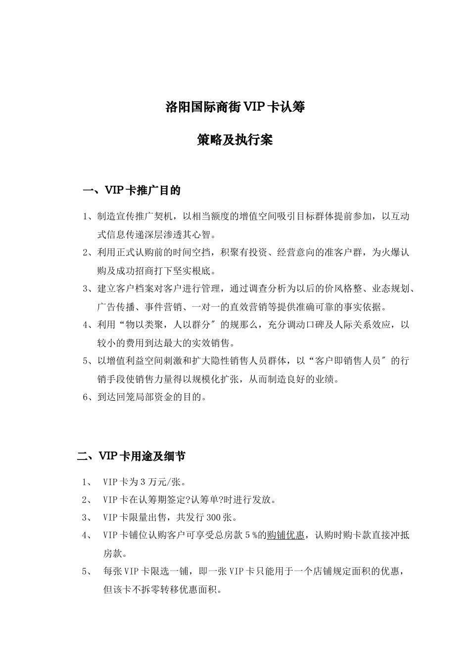 洛阳国际商街VIP卡认筹策略及执行案_第1页