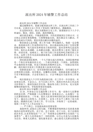 派出所2024年辅警工作总结
