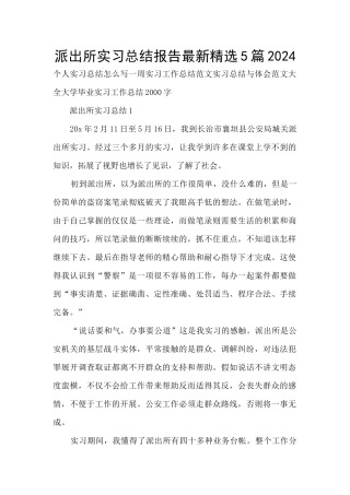派出所实习总结报告最新精选5篇2024