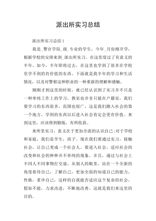 派出所实习总结