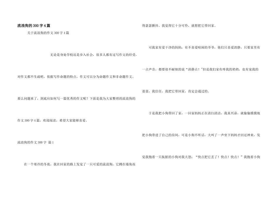 流浪狗的300字4篇_第1页