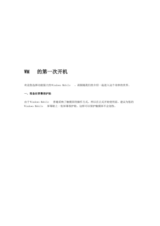 浅析WM手机的第一次开机
