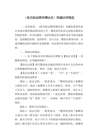 海关验证稽查测试表