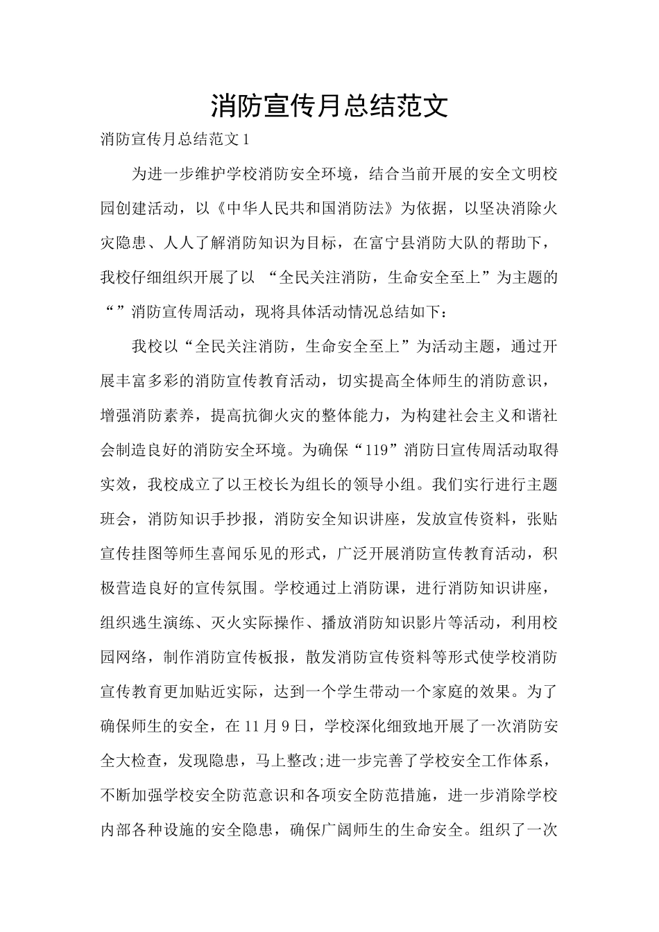 消防宣传月总结范文_第1页