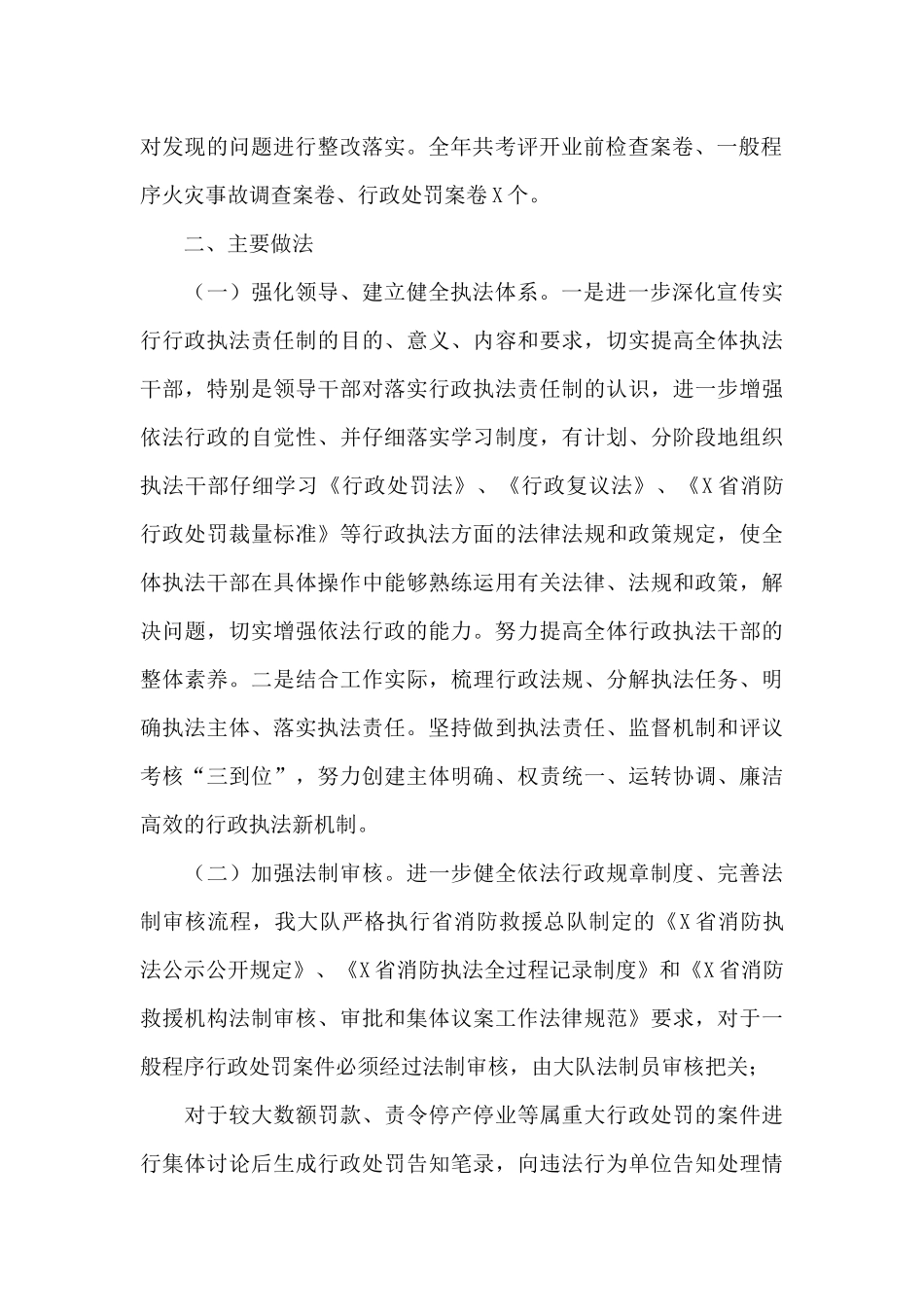 消防救援大队2024年度执法工作总结_第2页