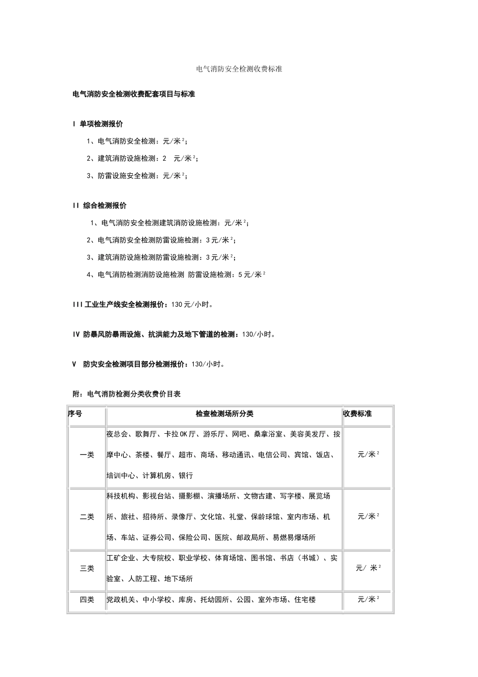 消防电气检测收费标准_第1页
