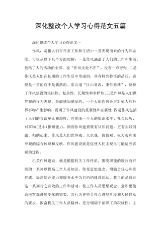 深化整改个人学习心得范文五篇