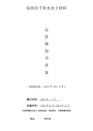 深圳千积水电子材料公司运营规划书