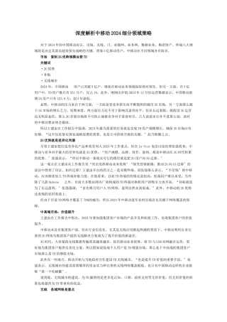 深度解析中移动XXXX细分领域策略