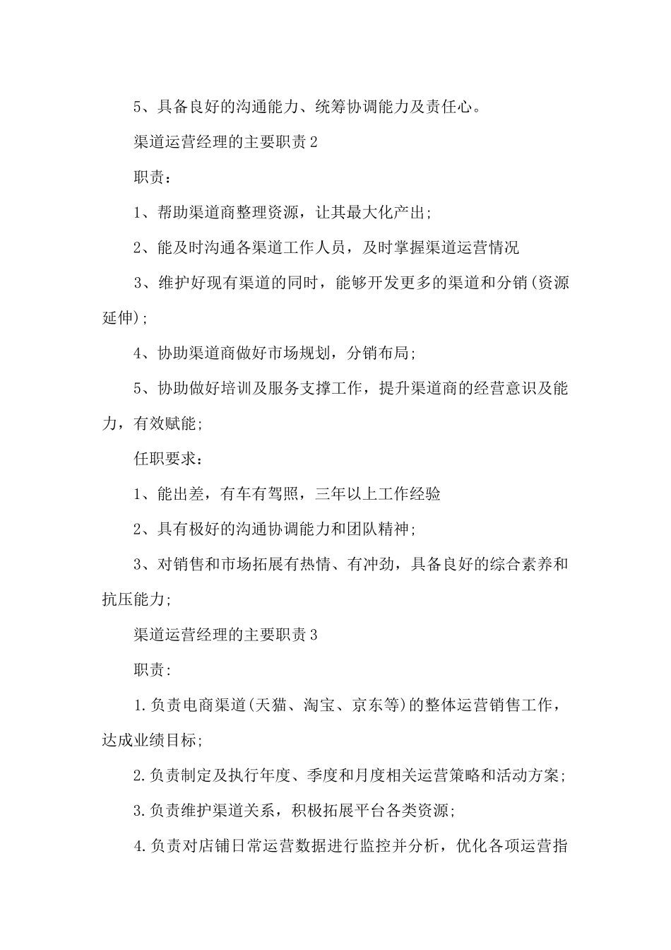 渠道运营经理的主要职责_第2页