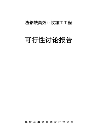 渣钢铁高效回收加工项目可研报告
