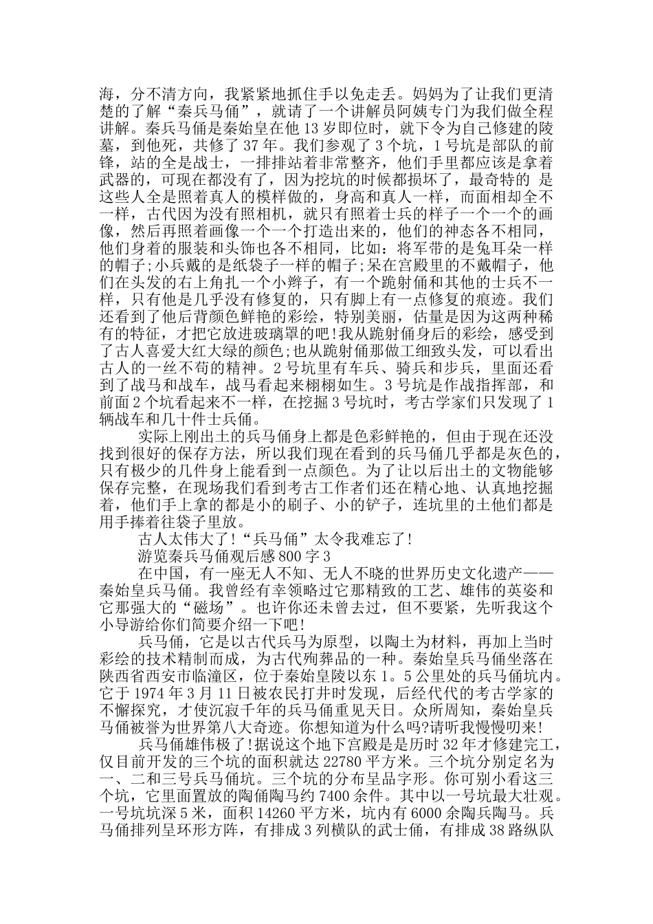 游览秦兵马俑观后感800字5篇_第2页