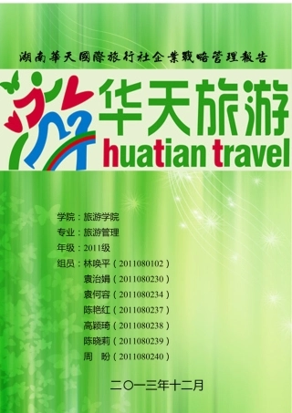 湖南华天国际旅行社企业战略管理报告