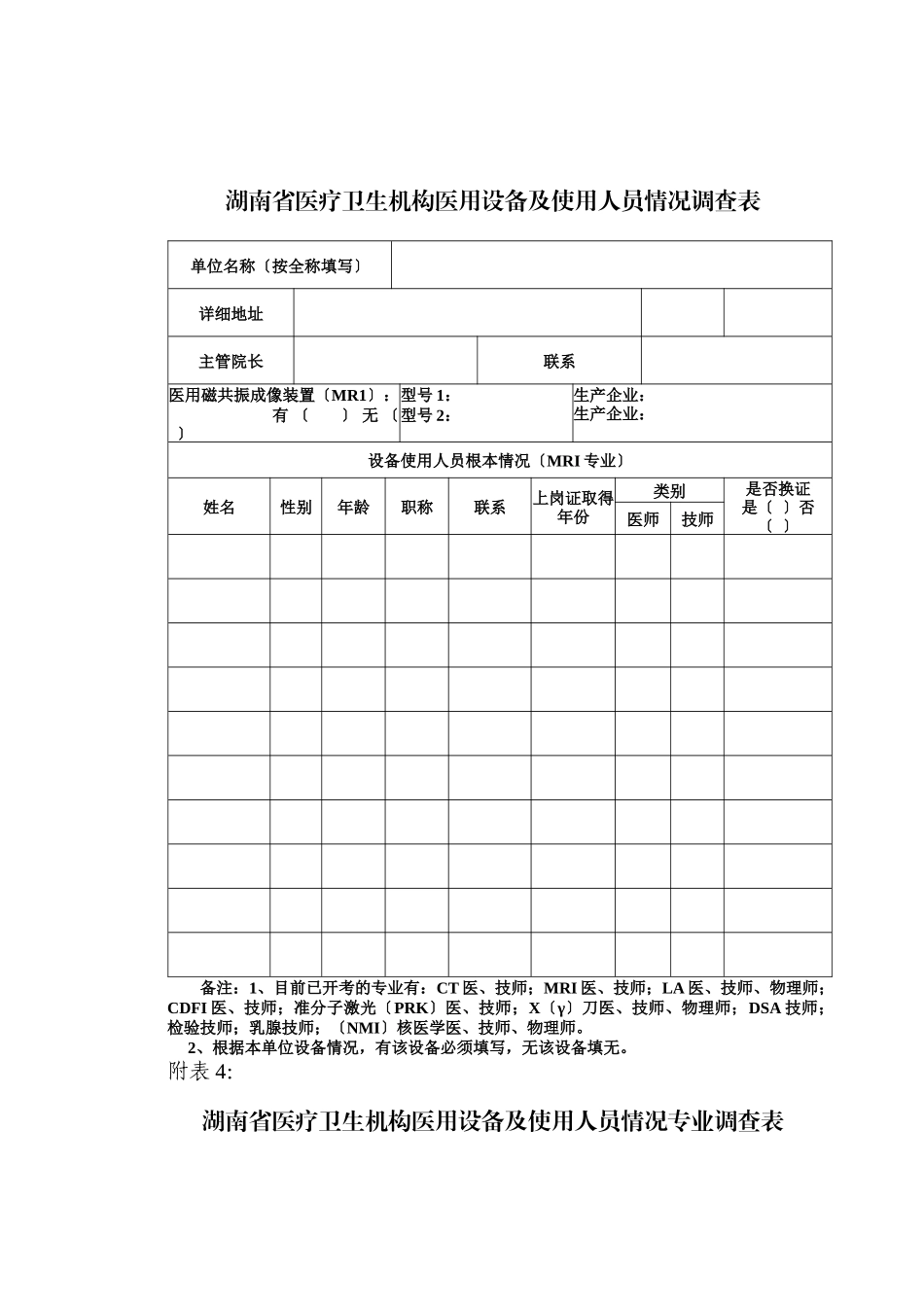 湖南省大型医用设备现状调查表汇编_第3页