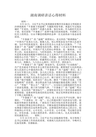 湖南调研讲话心得材料