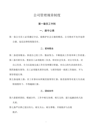 公司管理规章制度(中小企业)