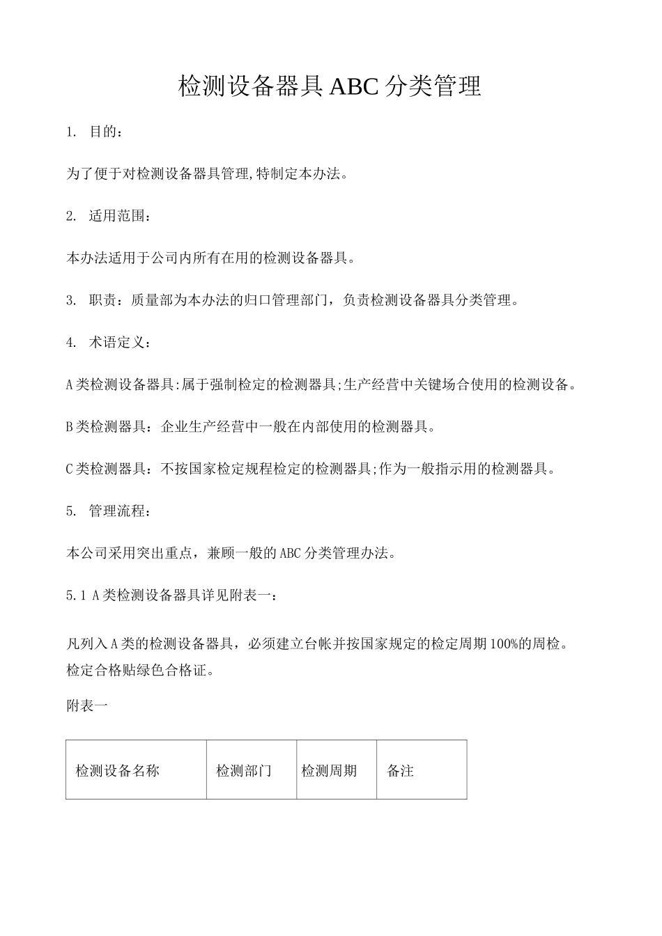 检测设备器具ABC分类管理 _第1页
