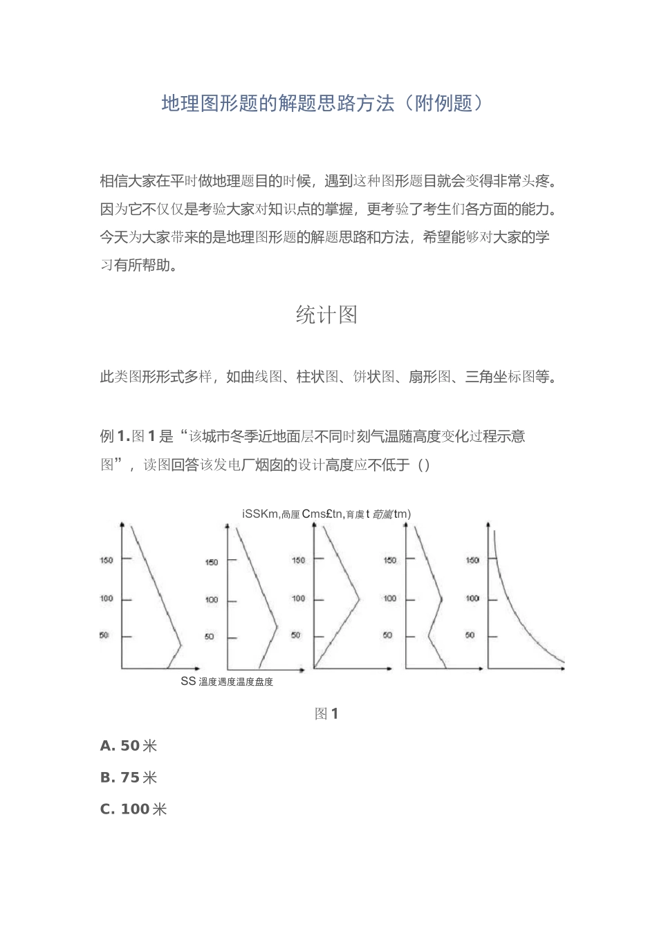 中考地理地理图形题的解题思路方法(附例题)_第1页
