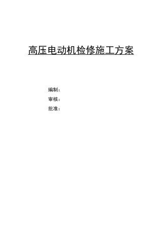 高压电动机检修施工方案