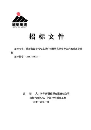 煤矿储量核实报告和生产地质报告编制招标文件
