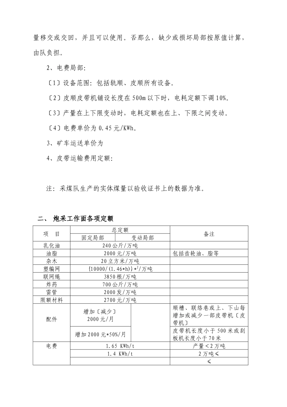 煤矿内部市场化核算定额修订_第3页
