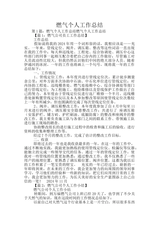 燃气个人工作总结