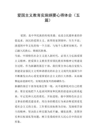 爱国主义教育实施纲要心得体会