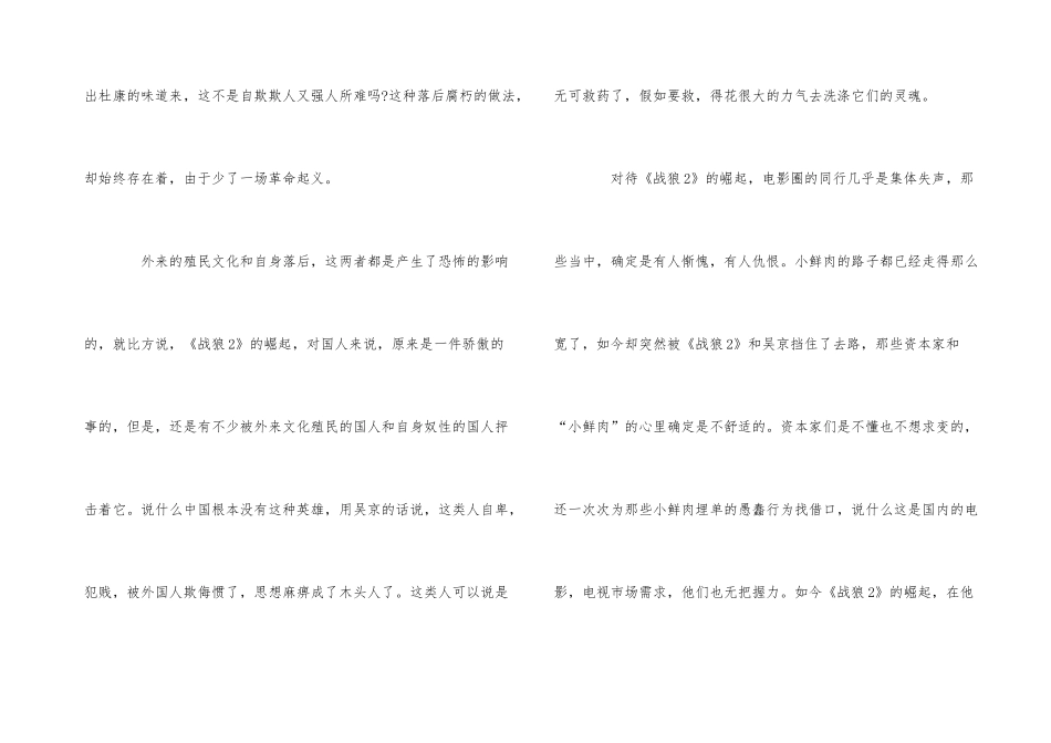 爱国军事片《战狼2》观后感1000字3篇_第3页