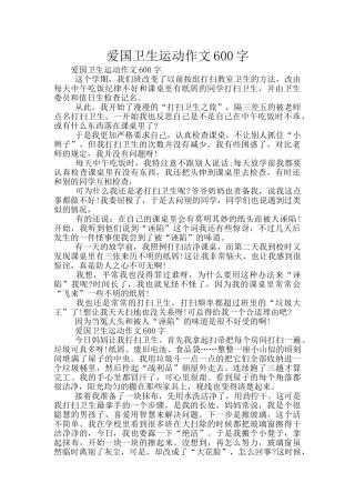 爱国卫生运动作文600字