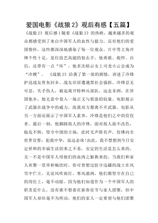 爱国电影《战狼2》观后有感