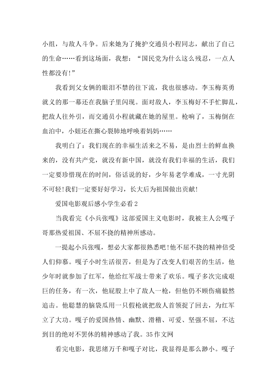 爱国电影观后感小学生必看800字_第2页