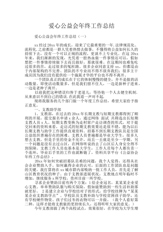 爱心公益会年终工作总结