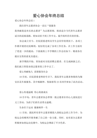 爱心协会年终总结