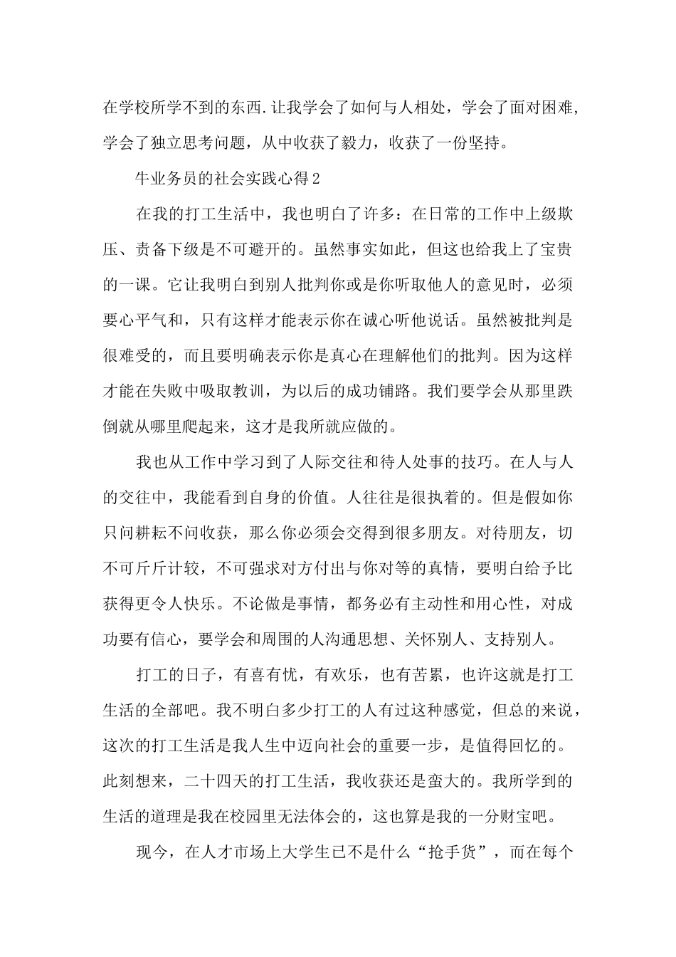 牛业务员的社会实践心得_第2页