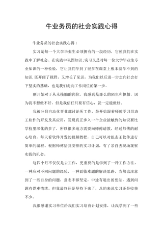牛业务员的社会实践心得