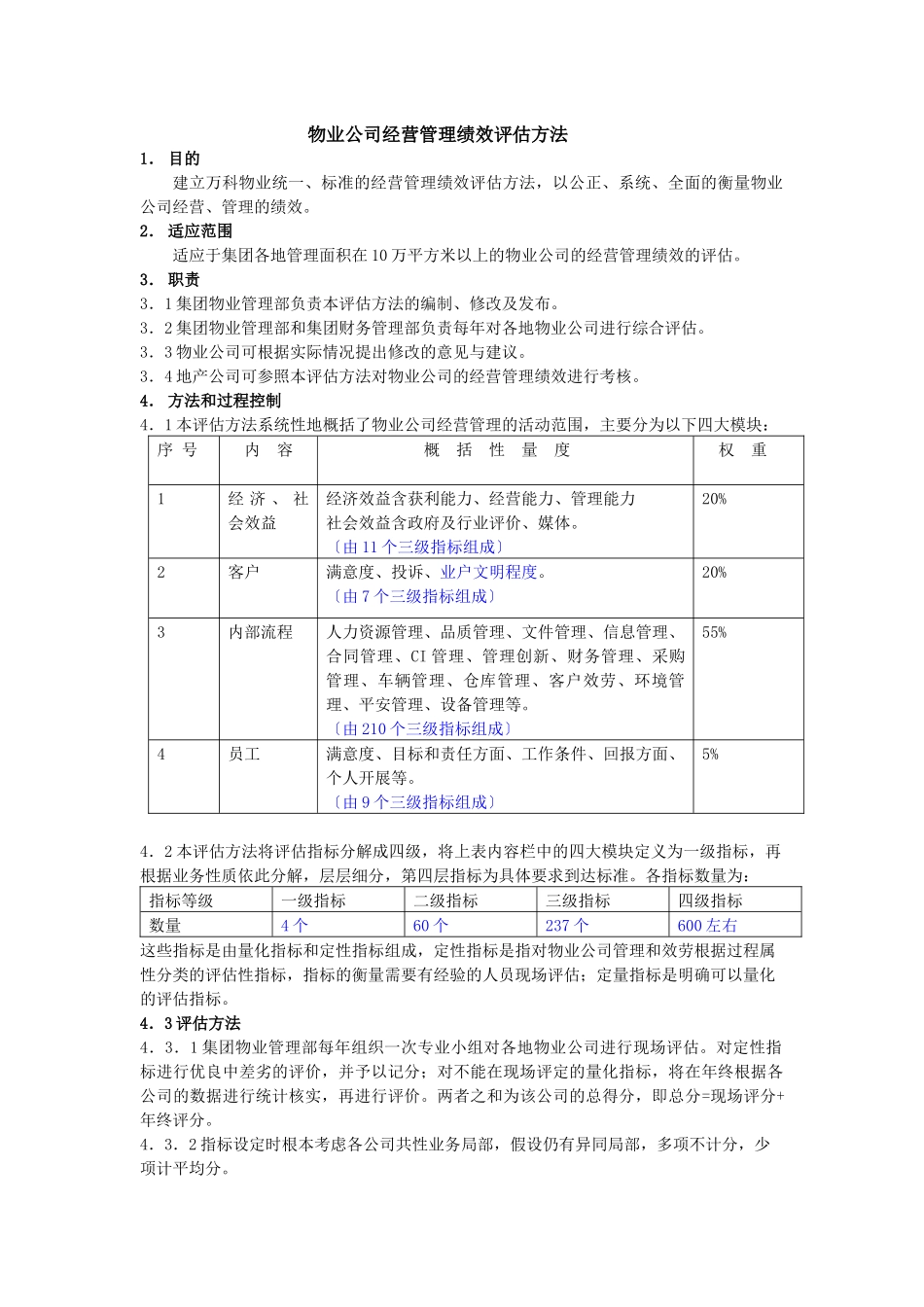 物业公司经营管理绩效评估办法_第1页
