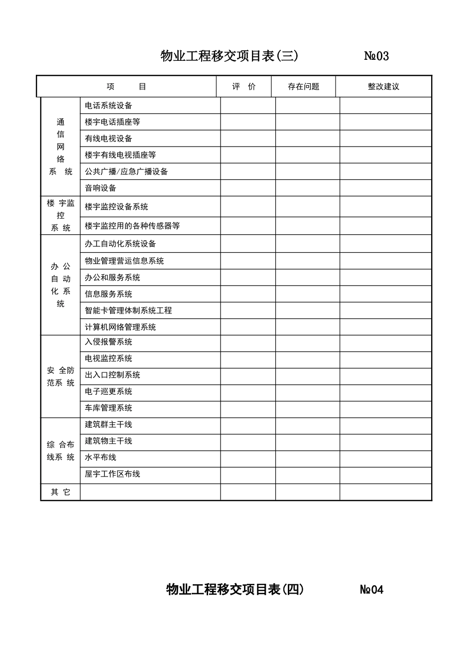 物业工程移交项目表汇总_第3页