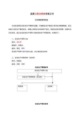 物流公司安全管理领导机构