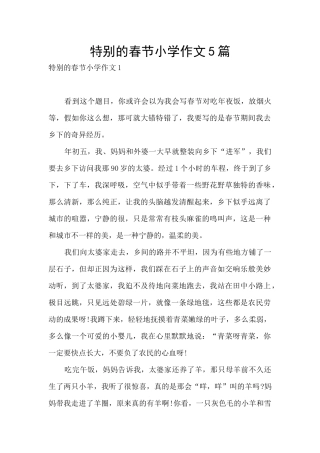 特别的春节小学作文5篇