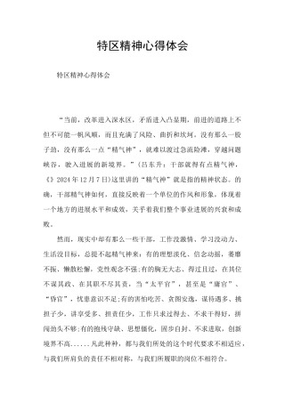特区精神心得体会