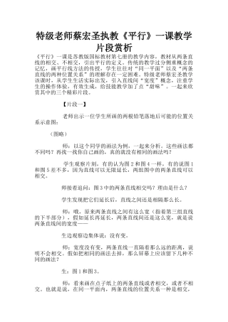 特级教师蔡宏圣执教《平行》一课教学片段赏析