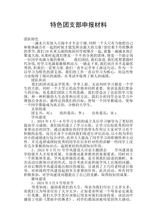 特色团支部申报材料