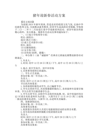 猪年迎新春活动方案